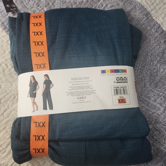 BNWT Carole Hochman XXL Teal Women's Pajama 3 Piece Set Loungewear Crepe Knit. - Picture 6 of 7